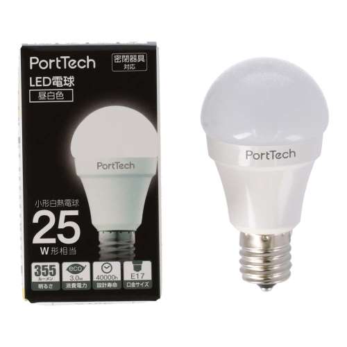 PortTech LED電球小型広配光25W相当 昼白色 PA25N17