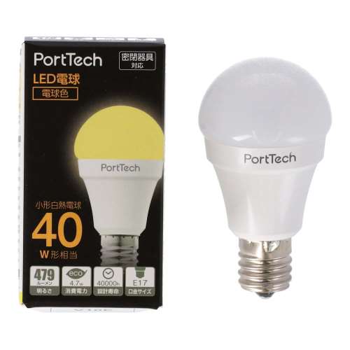 PortTech LED電球小型広配光40W相当 電球色 PA40L17