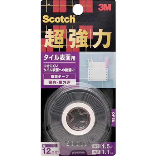 超強力両面テープ　タイル表面用 ＫＳＴ‐１２Ｒ　１２ｍｍ×１．５ｍ