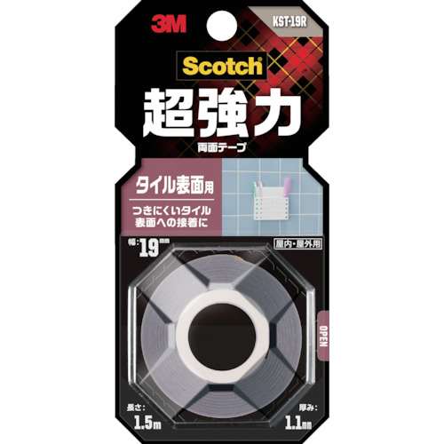 ３Ｍ　超強力両面テープ　タイル表面用　ＫＳＴ‐１９Ｒ　１９ｍｍ×１．５ｍ