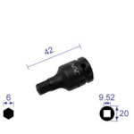 ■ナック　ヘキサゴンレンチソケット　ショートタイプ　差込角９．５２ｘ対辺６ｍｍ　306C