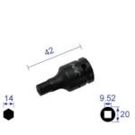 ■ナック　ヘキサゴンレンチソケット　ショートタイプ　差込角９．５２ｘ対辺１４ｍｍ　314C