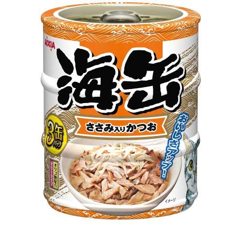 アイシア　海缶ミニ３Ｐささみ入りかつお ６０ｇ×３缶