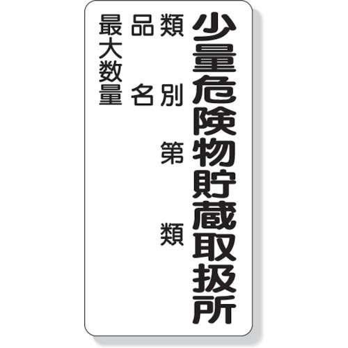 ■ユニット　危険物標識　少量危険物貯蔵取扱所類別…　６００×３００　319-08