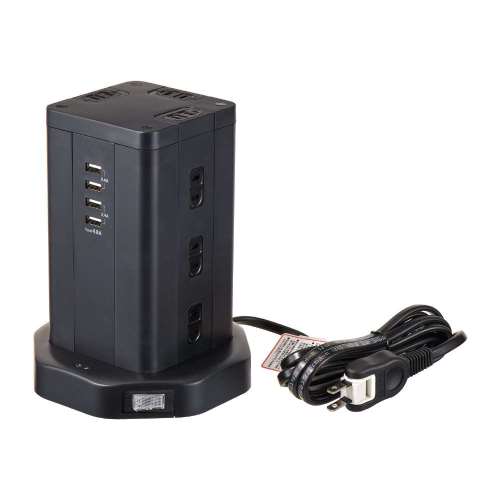 朝日電器　タワー型タップ１２Ｐ４ＵＳＢ　ＷＢＳ‐ＴＷ１２０４ＵＳＢ（ＢＫ）