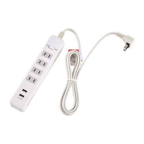 朝日電器　集中スイッチ付ＵＳＢタップ４Ｐ　ＷＬＳ‐４２３２ＢＵＡ（Ｗ）