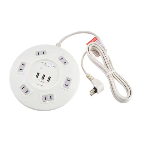 朝日電器　丸形ＵＳＢタップ６Ｐ　ＷＬＳ‐Ｒ６３３２ＢＵＡ（Ｗ）