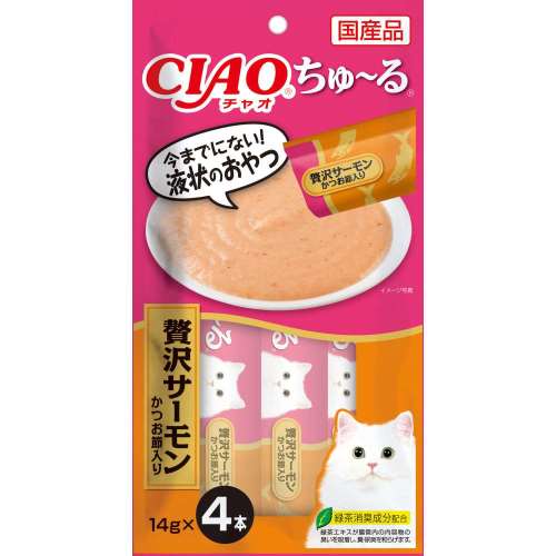 いなば食品　ＣＩＡＯちゅ～る　贅沢サーモンかつお節入り　１４ｇ×４本