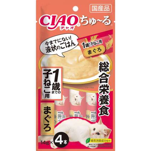いなば食品　ＣＡＩＯちゅーる総合栄養食　１歳までの子ねこ用　まぐろ　１４ｇ×４本