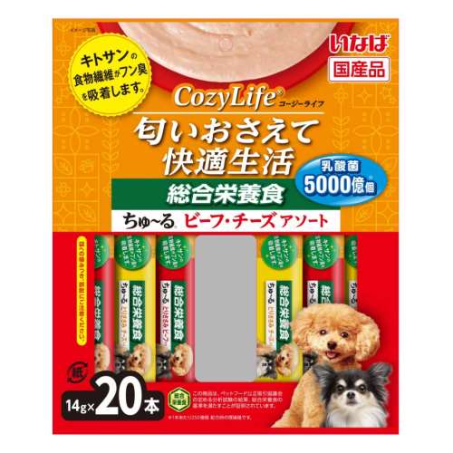 いなば食品　いなば　Ｃｏｚｙ　Ｌｉｆｅちゅ～る　総合栄養食　ビーフ・チーズアソート　１４ｇ×２０本