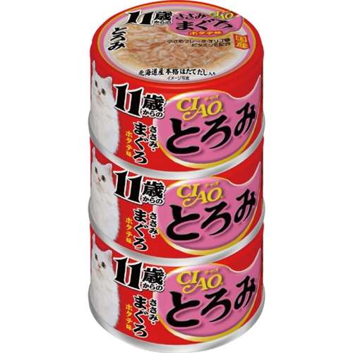 いなばペットフード　ＣＩＡＯ　とろみ　１１歳　３Ｐささみ　まぐろホタテ味　８０ｇ