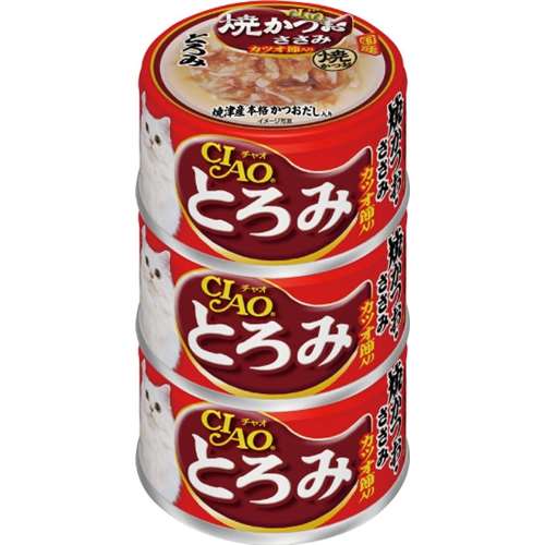 いなばペットフード　ＣＩＡＯ　とろみ　焼かつお３Ｐささみ　カツオ節入り　８０ｇ