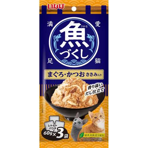 いなば食品　魚づくし　まぐろ・かつお　ささみ入り　６０ｇ×３Ｐ