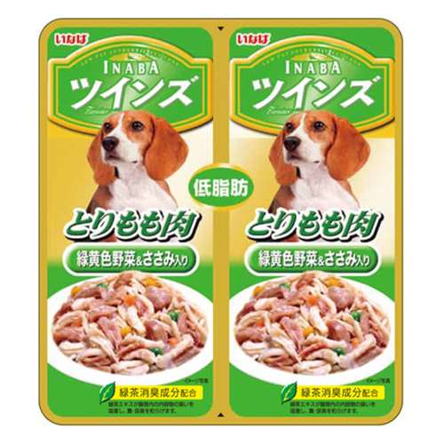 いなばペットフード　ＴＷＩＮＳ　とりもも肉＆緑黄色野菜　ささみ入り　４０ｇ×２パック入