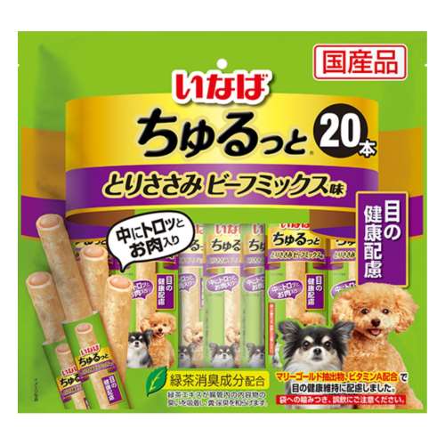 いなば食品　ちゅるっと　２０本入り　とりささみ　ビーフミックス味　目の健康配慮 ２０本