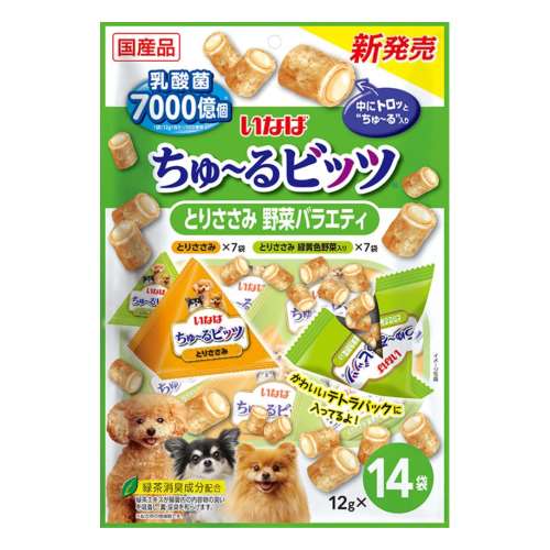 いなば食品　ちゅ～るビッツ１４袋 とりささみ　野菜バラエティ