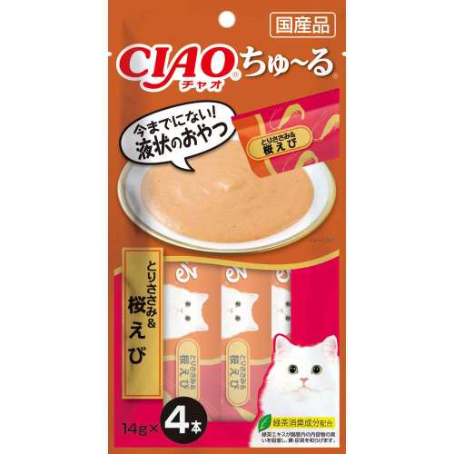 いなば食品　ＣＩＡＯちゅ～る　とりささみ＆桜えび　１４ｇ×４本