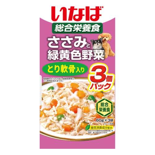 いなば食品　ささみと緑黄色野菜　とり軟骨入り ６０ｇ×３Ｐ