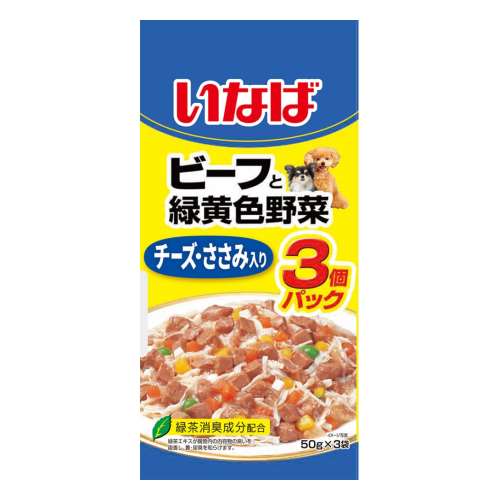 いなば食品　ビーフと緑黄色野菜　チーズ・ささみ入り ５０ｇ×３Ｐ