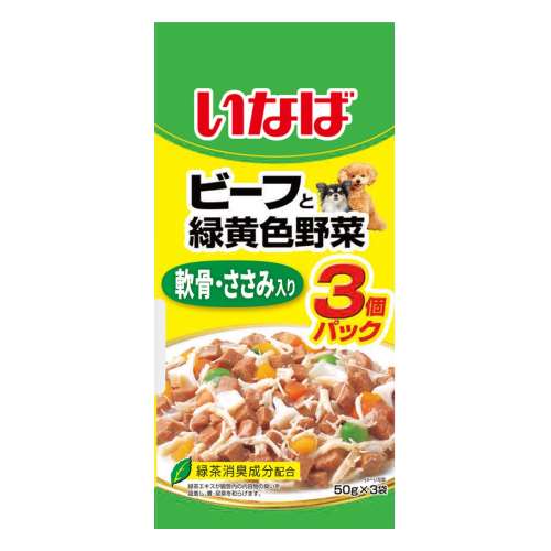 いなば食品　ビーフと緑黄色野菜　軟骨・ささみ入り ５０ｇ×３Ｐ