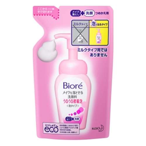 花王　ビオレ　メイクも落とせる洗顔料　うるうる密着泡　つめかえ用　１４０ｍｌ