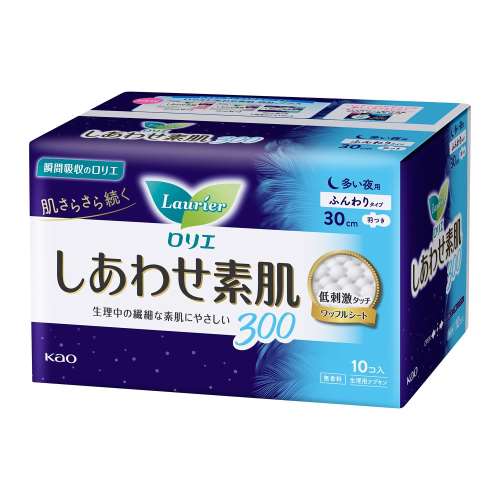 花王　ロリエ　しあわせ素肌　ふんわりタイプ　多い夜用　羽つき　３００　［１０コ入］