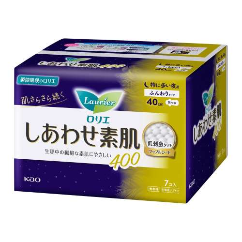 花王　ロリエ　しあわせ素肌　ふんわりタイプ　特に多い夜用　羽つき　４００　［７コ入］