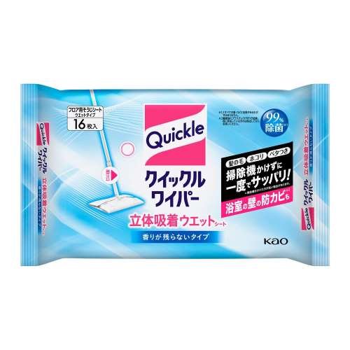 花王　クイックルワイパー　立体吸着ウエットシート　香りが残らないタイプ　16枚入