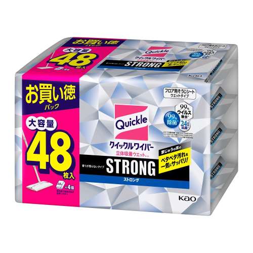 花王 クイックルワイパー 立体吸着ウエットシート ストロング 48枚入