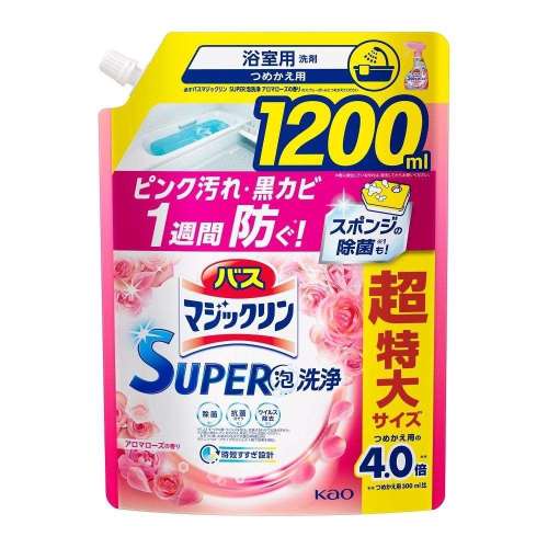 バスマジックリン　ＳＵＰＥＲ泡洗浄　アロマローズ　つめかえ用　１２００ｍｌ