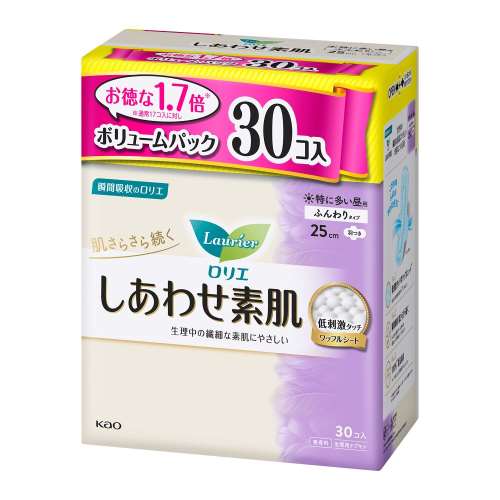 ロリエ　しあわせ素肌　ボリュームパック　特に多い昼用２５ｃｍ　羽つき　３０個