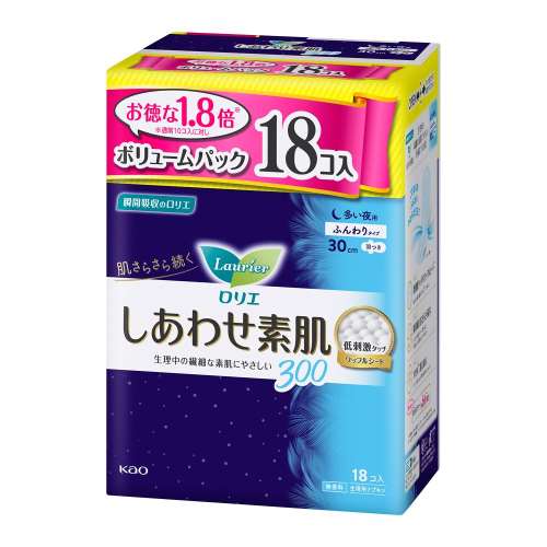 ロリエ　しあわせ素肌　ボリュームパック　多い夜用３０ｃｍ　羽つき　１８個