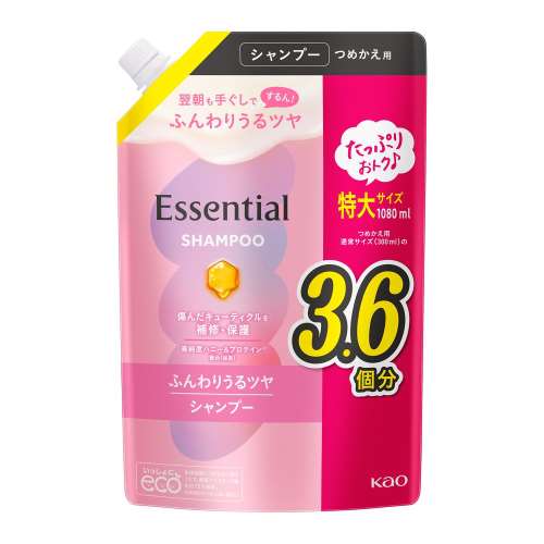 エッセンシャル　ふんわりうるツヤ　シャンプー　つめかえ用　１０８０ｍｌ