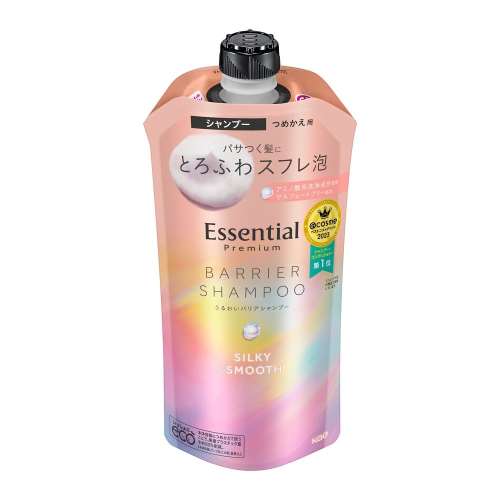 花王　エッセンシャル　プレミアム　うるおいバリアシャンプー　シルキー＆スムース　つめかえ用　３４０ｍｌ