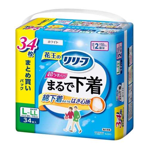 花王　リリーフ　パンツタイプ　まるで下着　２回分　Ｌ３４枚