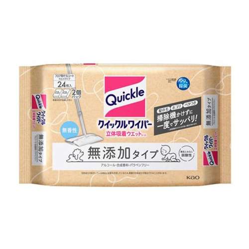 花王　クイックルワイパー立体吸着ウエットシート　無添加タイプ２４枚入