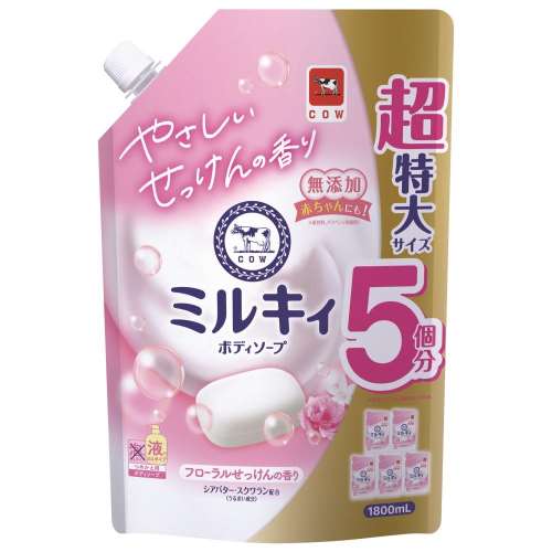 牛乳石鹸共進社　ミルキィボディソープ　フローラルせっけんの香り　詰替用1800ｍＬ