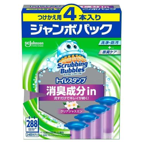 ジョンソン　スクラビングバブル　トイレスタンプ消臭成分ｉｎ　クリアジャスミン　替え４Ｐ　３８ｇ×４