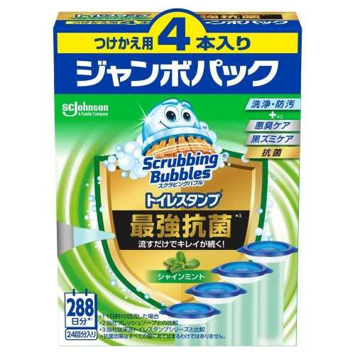 ジョンソン　スクラビングバブル　トイレスタンプ最強抗菌　シャインミント　替え４Ｐ　３８ｇ×４