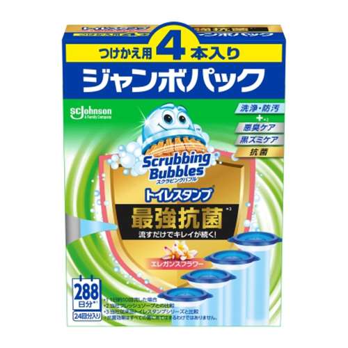 ジョンソン　スクラビングバブル　トイレスタンプ最強抗菌　エレガンスフラワー替え４Ｐ　３８ｇ×４
