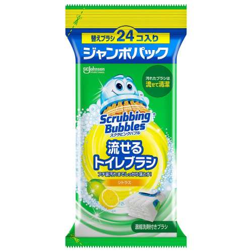 ジョンソン　スクラビングバブル　流せるトイレブラシ　シトラス　替えブラシ２４個入　ジャンボパック