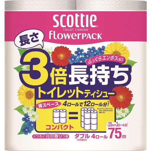 クレシア　スコッティフラワーパック３倍長持ち４ロールダブル 2273322734
