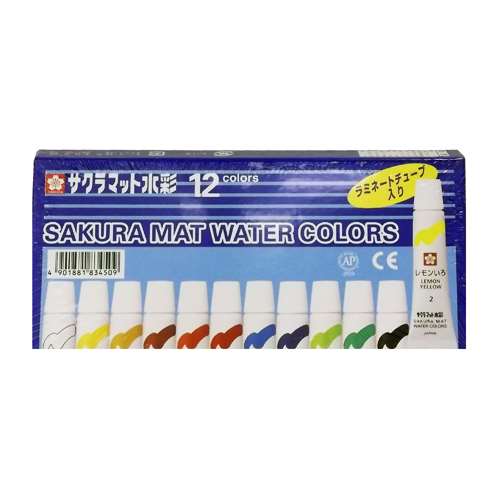 マット水彩１２色 ラミネートチューブ入り５ｍｌ ＥＭＷ１２