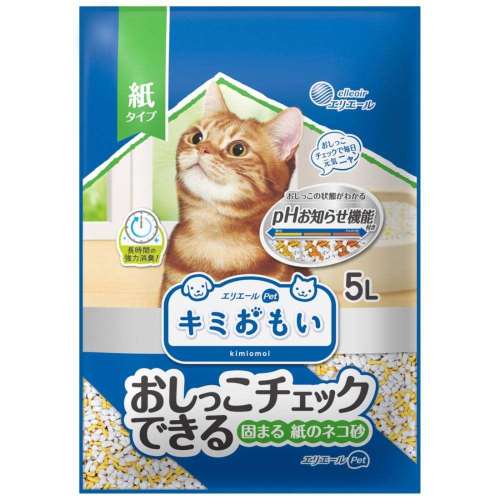 大王製紙 キミおもい　おしっこチェックできる　固まる紙のネコ砂　５L