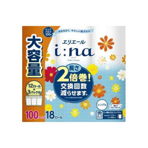 大王製紙　エリエールイーナトイレット　１８ロールシングル１００ｍ