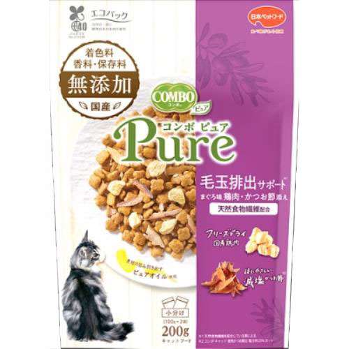 日本ペットフード　コンボキャットピュア　毛玉排出サポートまぐろ２００ｇ
