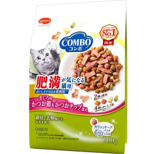 日本ペットフード　コンボキャット肥満が気になる猫用　まぐろ味・かつお節・かつおチップ添え　６００ｇ