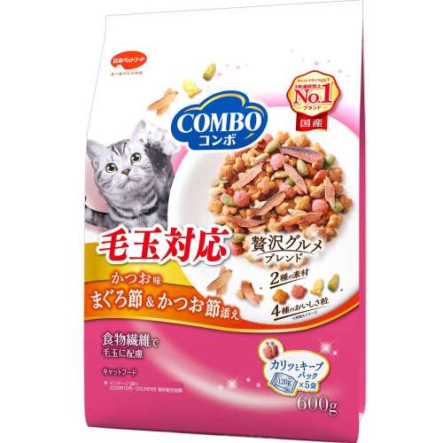 日本ペットフード　コンボキャット毛玉対応　かつお味・まぐろ節・かつお節添え　６００ｇ