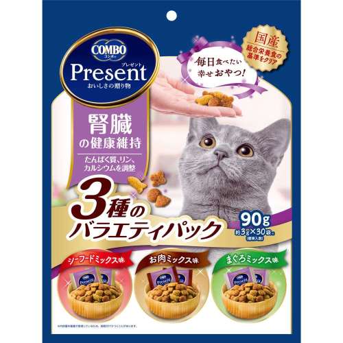 日本ペットフード　コンボプレゼントキャットおやつ　腎臓の健康維持　３種のバラエティパック　９０ｇ