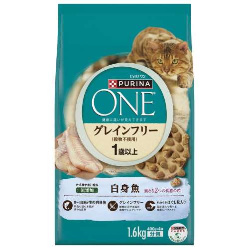 ピュリナワンキャット　グレインフリー１歳以上　白身魚　１．６ｋｇ　×６個セット